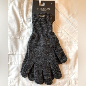 FILSON Men’s Full Finger Knit Gloves Charcoal wool size L NWT